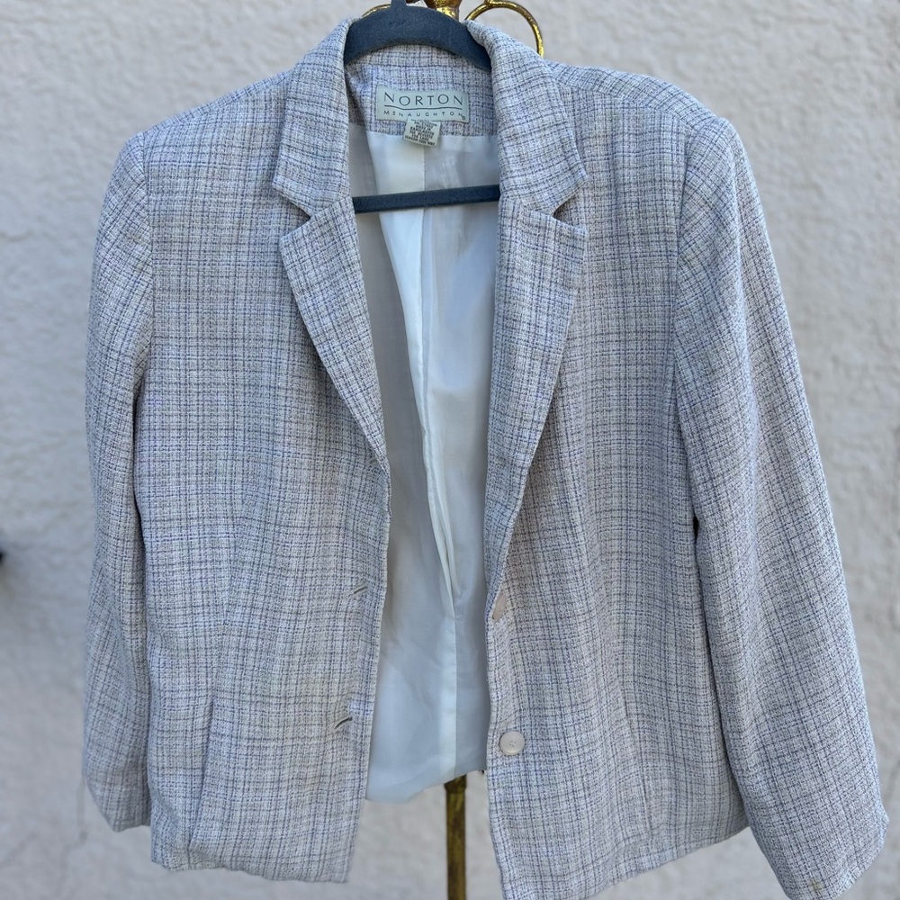 Norton McNaughton Light Gray Plaid Blazer